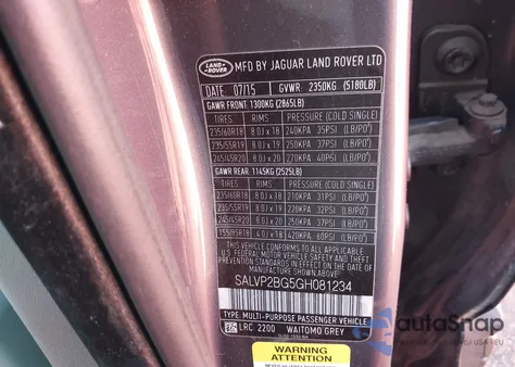 2016 Land Rover Range Rover Evoque Se/Se Premium z USA, uszkodzony, nr VIN SALVP2BG5GH081234